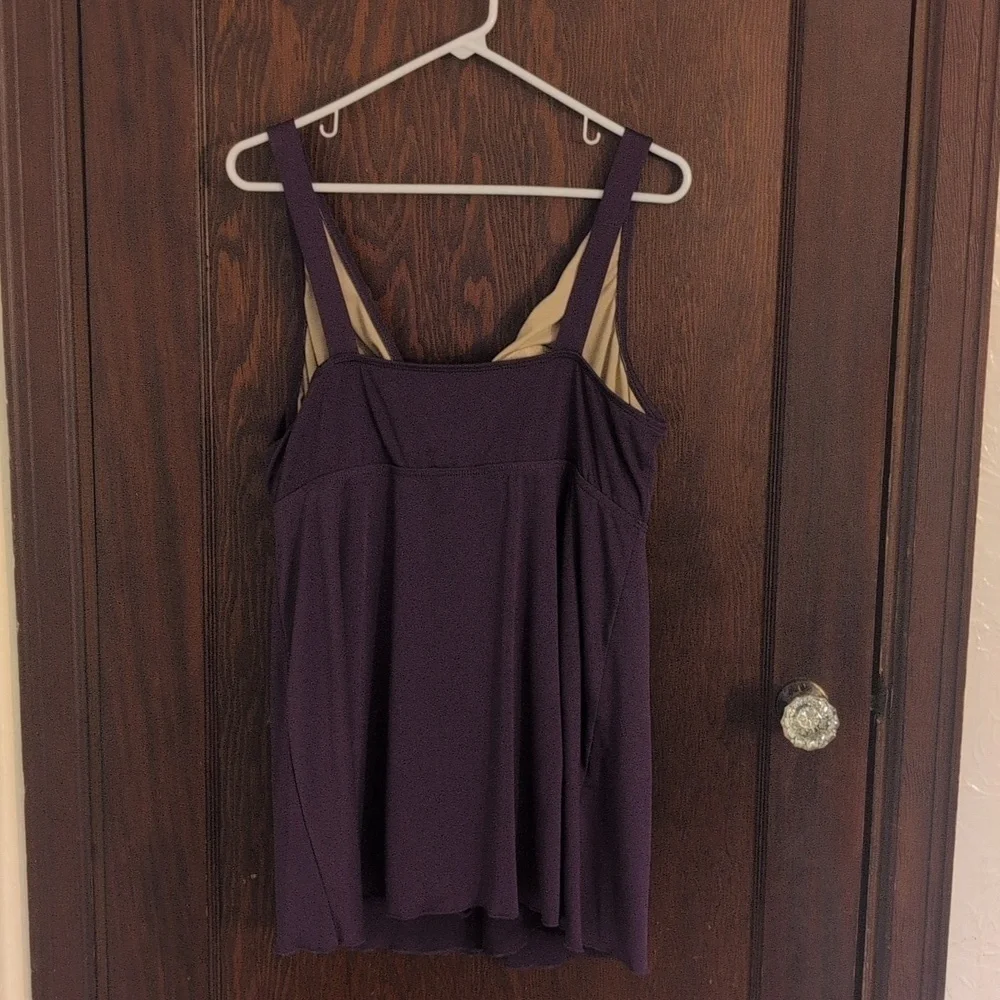 Resorts Plus Plum One Piece Skirted Swimsuit Modest Size 20W
